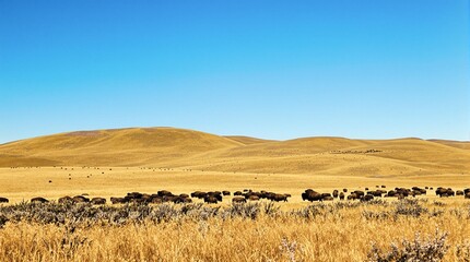 Obraz premium Rolling Hills with Bison Herd