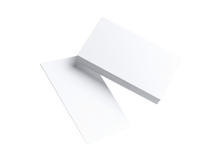 Business card mockup floating in the air, white background