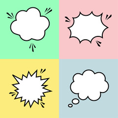 Retro empty comic speech bubbles set.