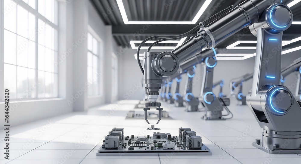 Aufkleber precision robotics: automated assembly line in modern factory