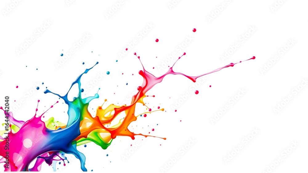 Poster colorful paint splash isolated design element on the transparent background isolated on white backgr