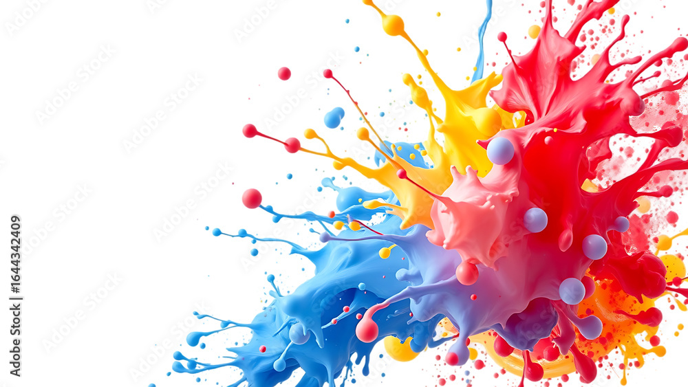 Poster colorful paint splash isolated design element on the transparent background isolated on white backgr