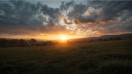 Fototapeta premium sunset in the field