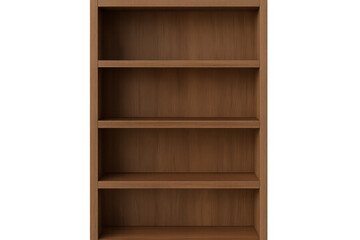 Empty wooden bookcase with transparent background for easy customization