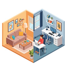 Home Office Isometric - Remote Work and Freelance Lifestyle Vector