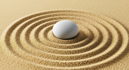 Zen garden sand circle stone balance art