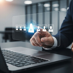 Human-Centric HR Tech: Streamlining Candidate Selection, Suitable for HR software demos, SaaS product brochures, or corporate presentations on modernizing recruitment processes