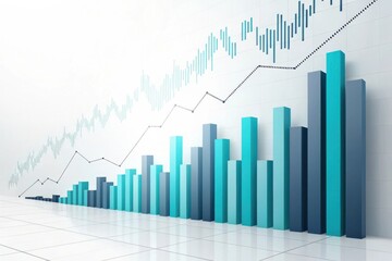 Upward trending bar chart and line graph illustrating growth
