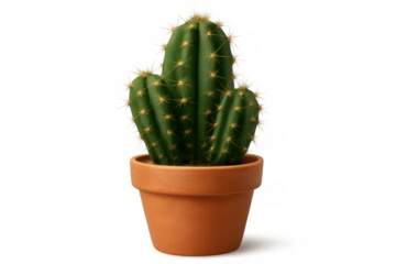 3d rendered cactus growing in terracotta pot with transparent background