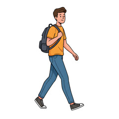 High School Male Student Walking to School &mdash; Character Illustration PNG & Background Scene