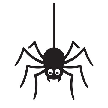 Cartoon spider silhouette hanging from web