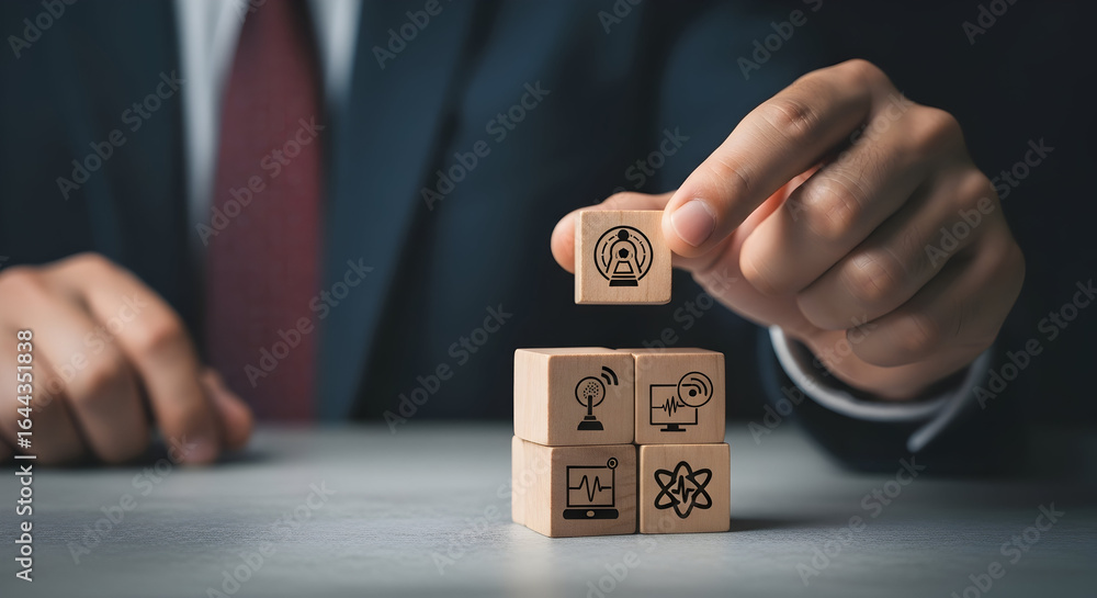 Aufkleber visionary leader building innovative future with technology and science, symbolizing growth and prog