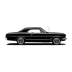 Fototapeta premium Vintage Car Profile Illustration Showcasing Classic Lines and Timeless Style in Monochrome Design