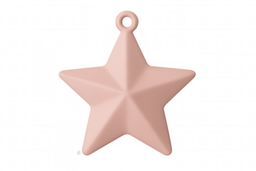 Sparkling pink star ornament dangling, festive holiday decor against clean transparent background, ready for seasonal design compositions