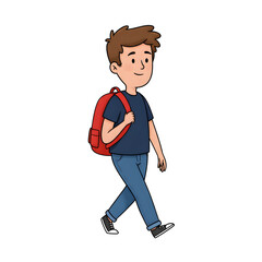 High School Male Student Walking to School &mdash; Character Illustration PNG & Background Scene