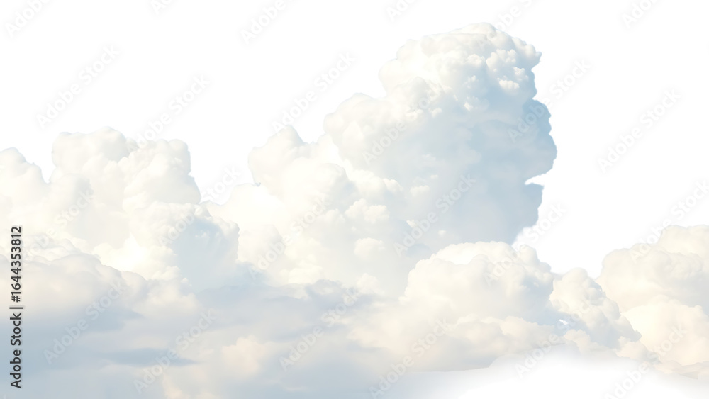 Poster realistic white cloud sky element isolated on transparent background fluffy clouds in cutout isolate