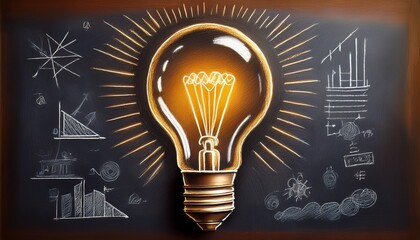 chalk drawing of light bulb on blackboard symbolizing innovation creativity and startup ideas