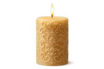 Burning ornate candle with transparent background illuminating serenity