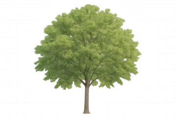 Photorealistic green tree model, transparent backdrop, ideal for architectural rendering and graphic design applications