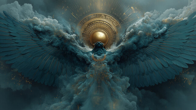 The Zoroastrian entity Ahriman, spirit of darkness, in a cosmic struggle against light.
