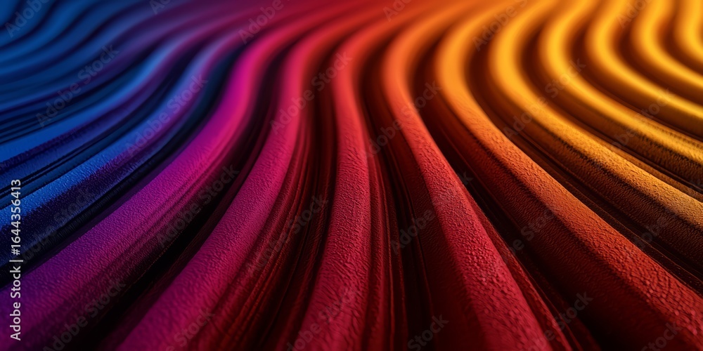 Poster colorful, abstract design with a red stripe. the design is made up of many different colors and shap