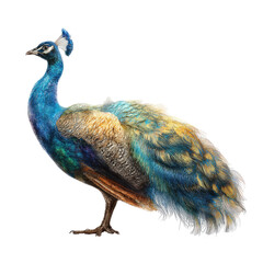 Obraz premium Indian Peafowl Profile, Zoo Enclosure, Birdwatching, Wildlife Conservation Poster