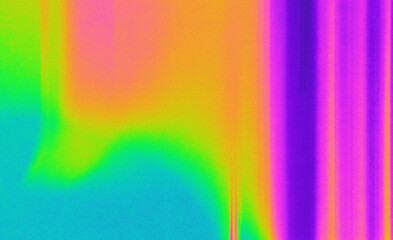 Abstract illustration in psychedelic gradient style, featuring wavy neon shapes and soft vertical lines. Colors include purple, pink, green, yellow, and cyan, with smooth, vivid and dreamy transition.