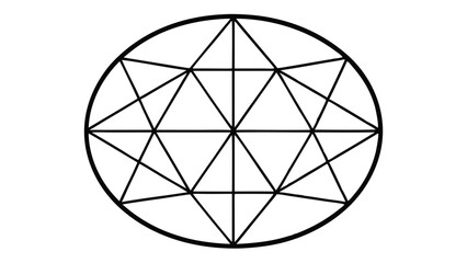 Geometric circle illustration featuring triangle and line composition with transparency