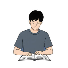 High School Male Student Sitting in Classroom &mdash; Character Illustration PNG & Background Scene