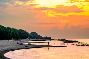 Dawn on a hot summer morning at Kew Beach in the Toronto Beaches room for text