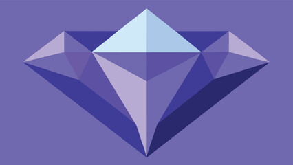 Geometric faceted diamond in shades of purple and blue on a solid purple background jewel gemstone