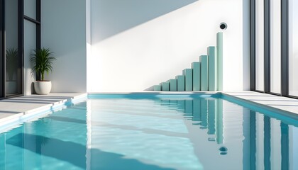 Fototapeta premium Dynamic Reflections of Brand Growth in Minimalist Oasis