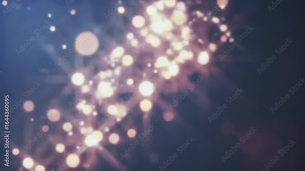 Poster smooth animation of bright and blurry dots floating randomly