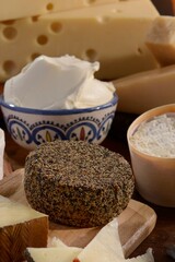 Goat cheese with black pepper and mascarpone, brie