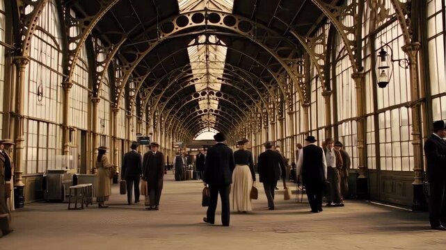 Vintage train station platform