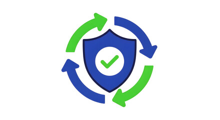Ensure robust data protection with a dynamic security shield showing continuous process and verification, ideal for cybersecurity, compliance, or secure system updates