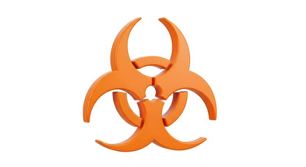 Bold orange biohazard symbol on clean white backdrop conveys potential danger and the need for caution, perfect for medical or environmental designs, ensuring safety awareness