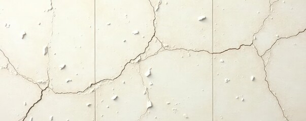 Obraz premium Cracked stretch marks texture on creamy white glazed tile , cream, aged, subtle