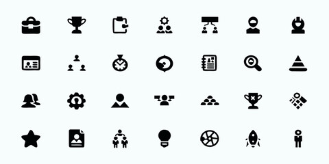 Naklejka premium Agile & Scrum Workflow Line Art Vector Icons — Sprint Planning, Task Management, Development Cycle, Team Collaboration, and Software Project Symbols