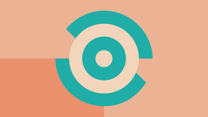 Modern Abstract Geometric Target Circle Design with Peach Background concentric