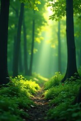 Obraz premium Deep forest green with luminous highlights, blurred bokeh effect, palette, highlights, design