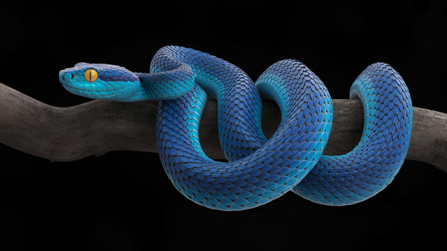 blue snake on black background