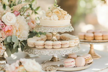 wedding cake decorated with roses