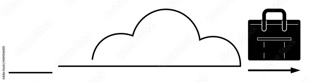 Aufkleber cloud shape connected to a line leading to a briefcase with an arrow indicating forward movement. id