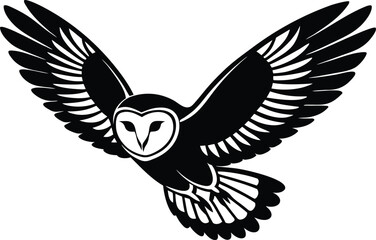 Stylized barn owl in flight silhouette