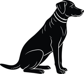 Black labrador retriever sitting profile silhouette with white accents