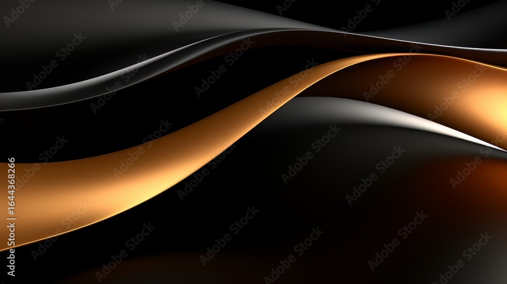 Poster the image is a black and gold wave pattern. the waves are flowing and curving, creating a sense of m