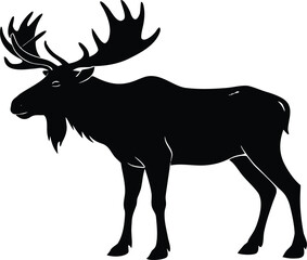 Black silhouette of a majestic moose with large antlers