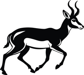 Black silhouette of a gazelle in motion