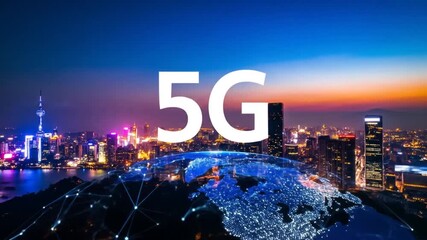 Illuminated 5G Network Connecting Smart Cities Globally For High Speed Data Connectivity - Powered by Adobe